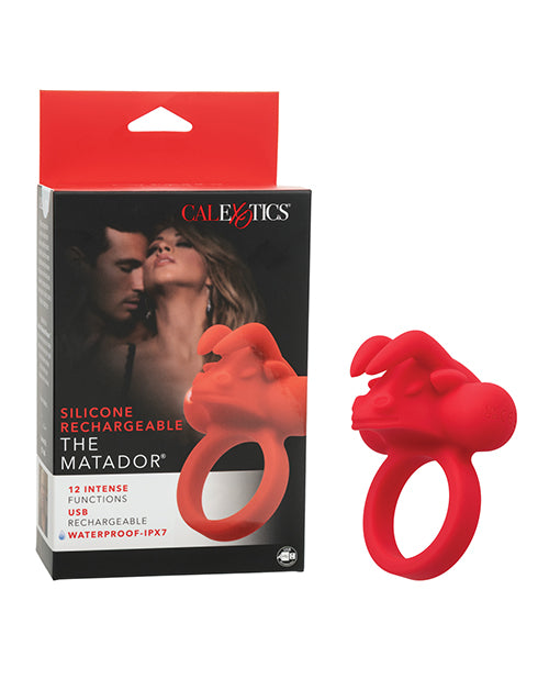 Couple's Enhancers Couple's Enhancer Silicone Rechargeable The Matador Enhancer w/Triple Stimulation - Red