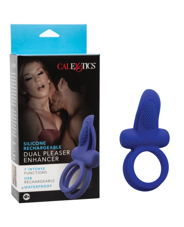 Couple's Enhancers Couple's Enhancers Silicone Rechargeable Dual Pleaser Enhancer - Blue