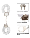 California Exotic Novelties Playful Furry Cuffs - White - Image 5
