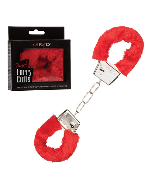 California Exotic Novelties Playful Furry Cuffs - Red