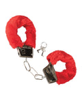 California Exotic Novelties Playful Furry Cuffs - Red - Image 3