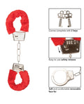 California Exotic Novelties Playful Furry Cuffs - Red - Image 5