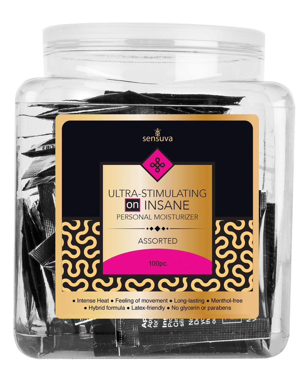 On ON Insane Ultra Stimulating Personal Moisturizer Tub - Asst. Single Use Packet Tub of 100