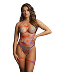 Le Desir by Shots Shots Bliss Open Cup Strappy Teddy w/Jewelry Pasties Multi O/S - Image 5