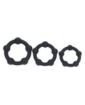 Not Regular Toys Shots Levelz Beaded Silicone Cock Ring Set of 3 (35 mm, 40 mm, 45 mm) - Black - Image 2