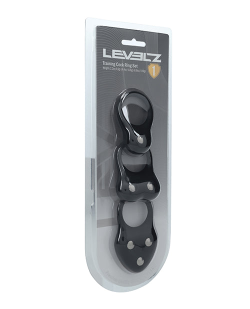 Not Regular Toys Shots Levelz Silicone Training Cock Ring Set of 3 - Black