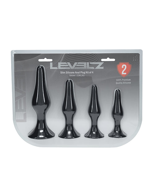 Not Regular Toys Shots Levelz Slim Silicone Anal Plug Kit of 4 - Black