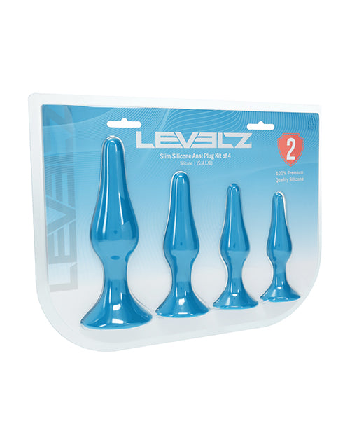 Not Regular Toys Shots Levelz Slim Silicone Anal Plug Kit of 4 - Teal