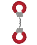 Ouch Shots Ouch Furry Pleasure Handcuffs - Red - Image 2