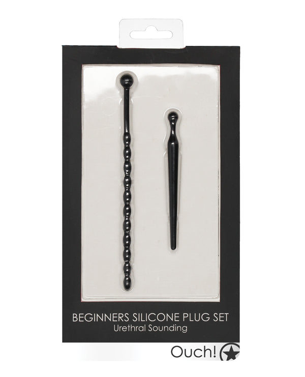 Ouch Shots Ouch Urethral Sounding Beginner's Silicone Plug Set - Black