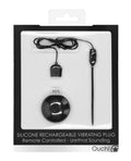 Ouch Shots Ouch Urethral Sounding Silicone Rechargeable & Remote Controlled Vibrating Plug - Black