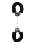 Ouch Shots Ouch Black & White Beginner's Furry Hand Cuffs - Black - Image 5