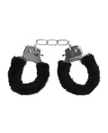Ouch Shots Ouch Black & White Beginner's Furry Hand Cuffs - Black - Image 6