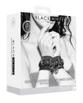 Ouch Shots Ouch Black & White Bonded Leather Hand/Ankle Cuffs - Black