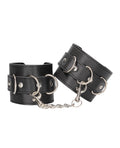 Ouch Shots Ouch Black & White Bonded Leather Hand/Ankle Cuffs - Black - Image 3