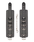 Ouch Shots Ouch Black & White Bonded Leather Hand/Ankle Cuffs - Black - Image 4
