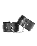 Ouch Shots Ouch Black & White Plush Bonded Leather Ankle Cuffs - Black - Image 3