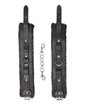 Ouch Shots Ouch Black & White Plush Bonded Leather Ankle Cuffs - Black - Image 4