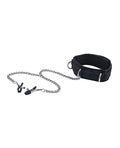 Ouch Shots Ouch Black & White Velcro Collar w/Nipple Clamps - Black - Image 3