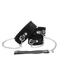 Ouch Shots Ouch Black & White Velcro Collar w/Leash & Hand Cuffs - Black - Image 5