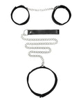 Ouch Shots Ouch Black & White Velcro Collar w/Leash & Hand Cuffs - Black - Image 2