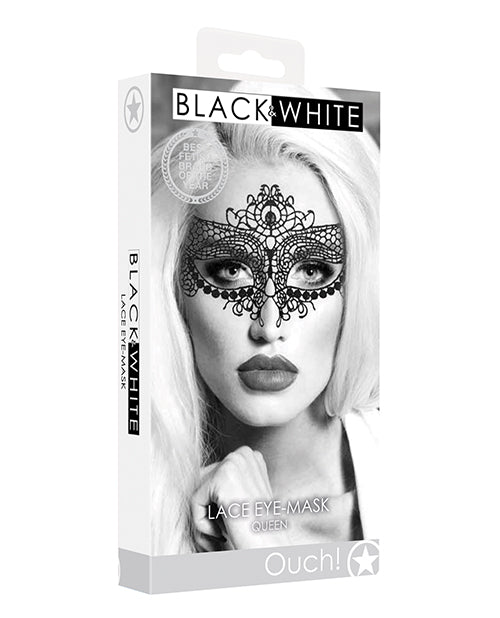 Ouch Shots Ouch Black & White Lace Eye Mask - Queen Black
