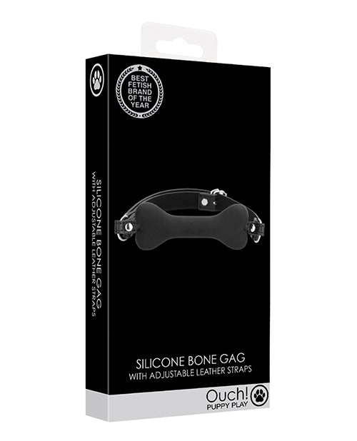 Ouch Shots Ouch Puppy Play Silicone Bone Gag - Black