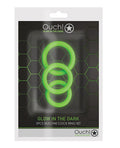 Ouch Shots Ouch 3 pc Cock Ring Set - Glow in the Dark