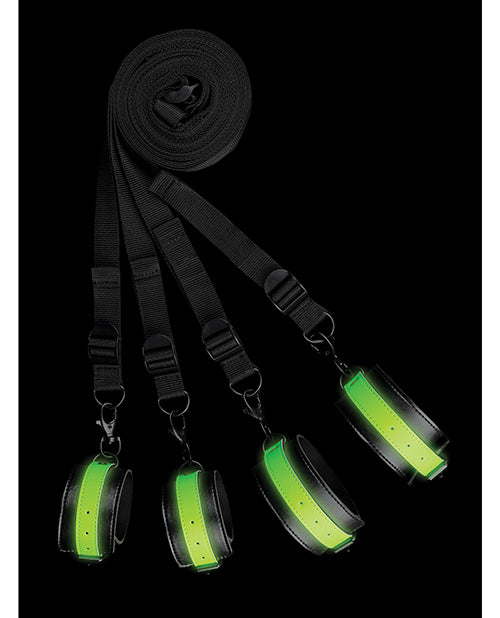 Ouch Shots Ouch Bed Bindings Restraint Kit - Glow in the Dark