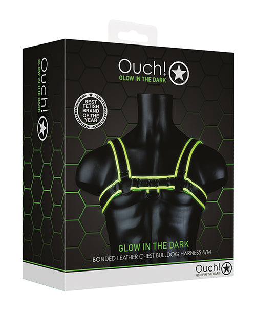 Ouch Shots Ouch Chest Bulldog Harness - Glow in the Dark S/M