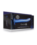 Ouch Shots Ouch 8" Textured Curved Hollow Strap On - Metallic Blue