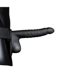 Ouch Shots Ouch 8" Ribbed Hollow Strap On w/Balls - Black - Image 4