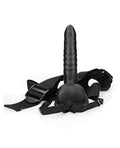 Ouch Shots Ouch 8" Ribbed Hollow Strap On w/Balls - Black - Image 5