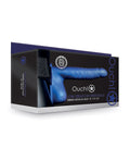 Ouch Shots Ouch 8" Ribbed Hollow Strap On w/Balls - Metallic Blue