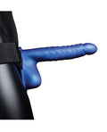 Ouch Shots Ouch 8" Ribbed Hollow Strap On w/Balls - Metallic Blue - Image 3