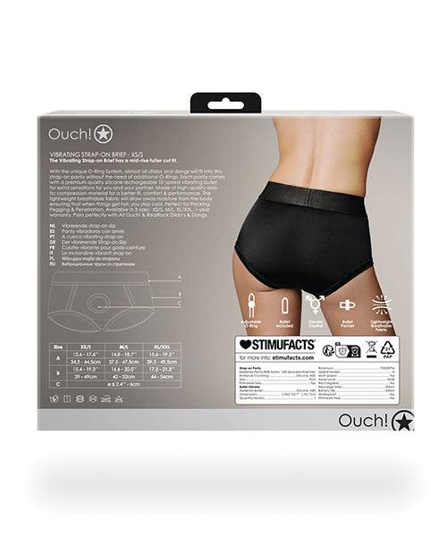 Ouch Shots Ouch Vibrating Strap On Brief - Black XS/S