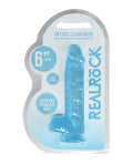 RealRock Shots RealRock Realistic Crystal Clear 6" Dildo w/Balls - Blue