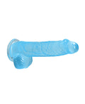 RealRock Shots RealRock Realistic Crystal Clear 6" Dildo w/Balls - Blue - Image 3