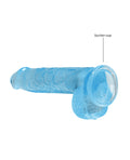 RealRock Shots RealRock Realistic Crystal Clear 6" Dildo w/Balls - Blue - Image 4