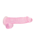 RealRock Shots RealRock Realistic Crystal Clear 6" Dildo w/Balls - Pink - Image 3