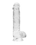RealRock Shots RealRock Realistic Crystal Clear 6" Dildo w/Balls - Transparent Clear - Image 2