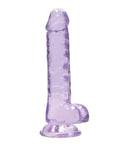 RealRock Shots RealRock Realistic Crystal Clear 7" Dildo w/Balls - Purple - Image 2