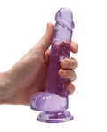 RealRock Shots RealRock Realistic Crystal Clear 7" Dildo w/Balls - Purple - Image 5
