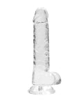 RealRock Shots RealRock Realistic Crystal Clear 7" Dildo w/Balls - Transparent Clear - Image 2