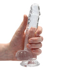 RealRock Shots RealRock Realistic Crystal Clear 7" Dildo w/Balls - Transparent Clear - Image 5