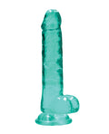 RealRock Shots RealRock Realistic Crystal Clear 7" Dildo w/Balls - Turquoise - Image 2