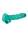 RealRock Shots RealRock Realistic Crystal Clear 7" Dildo w/Balls - Turquoise - Image 3