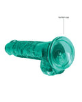 RealRock Shots RealRock Realistic Crystal Clear 7" Dildo w/Balls - Turquoise - Image 4