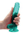 RealRock Shots RealRock Realistic Crystal Clear 7" Dildo w/Balls - Turquoise - Image 5