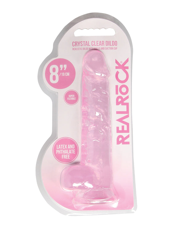 RealRock Shots RealRock Realistic Crystal Clear 8" Dildo w/Balls - Pink